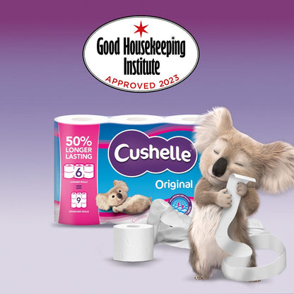 Cushelle Original 2-Ply Toilet Rolls 50% Longer Rolls (Pack of 12=18) 1102184