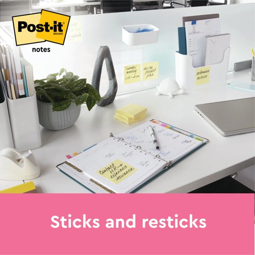 Post-it Notes 76x76mm 100 Sheets Cardboard Packaging Canary Yellow (Pack of 12) 654-CY