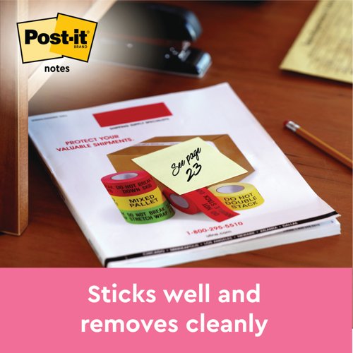 Post-it Notes 76x76mm 100 Sheets Cardboard Packaging Canary Yellow (Pack of 12) 654-CY
