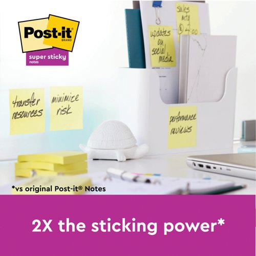 Post-it Super Sticky 76x76mm 90 Sheets Canary Yellow VALUE PACK 8 + 4 FREE (Pack of 12) 654-SSCY-P8+