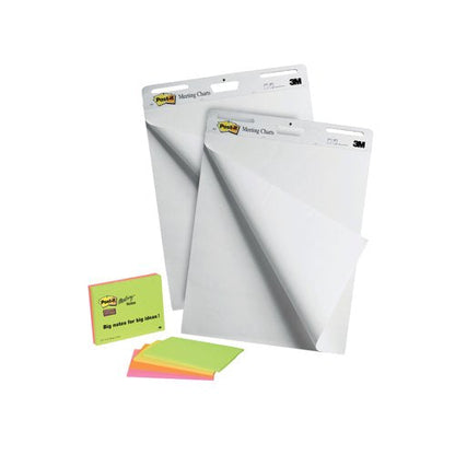 Post-it Super Sticky Meeting Chart Bundle 559P 2 Meeting Charts + 4 Note Pads (Pack of 6) 559X