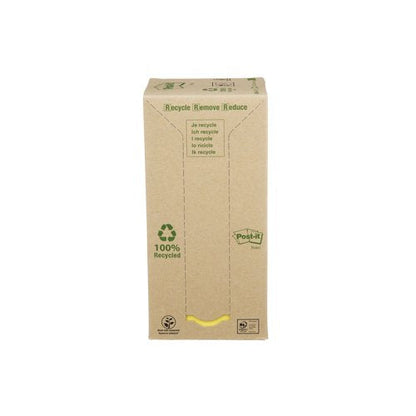 Post-it Notes Recycled Tower 76x76mm Cardboard Packaging Canary Yellow (Pack of 16) 654-1T