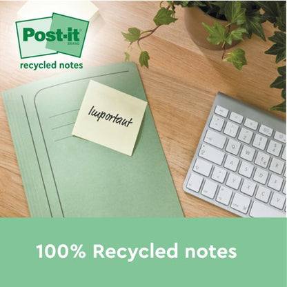 Post-It Recycled Notes 100 Sheets 76x76mm Canary Yellow (Pack of 6) 6541B