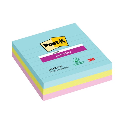 Post-It Super Sticky XL Notes 101x101mm Lined Cosmic (Pack of 3) 675-3SS-COS