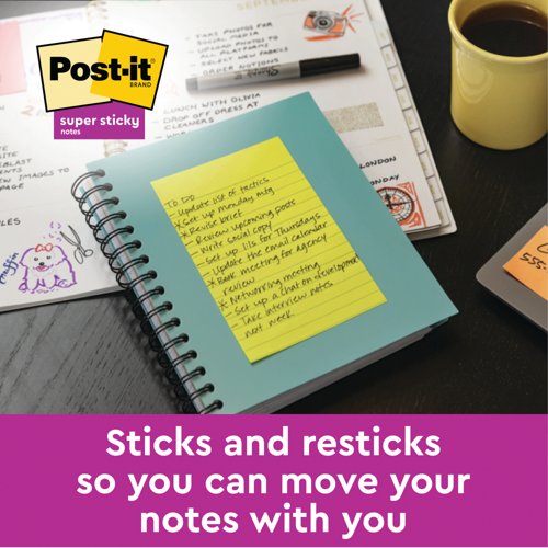 Post-It Super Sticky XL Notes 101x101mm Lined Cosmic (Pack of 3) 675-3SS-COS