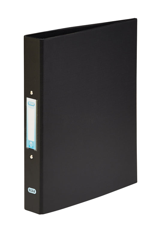 Elba Plastic Ring Binder A4 25mm Capacity 35mm Spine 2 O-Ring Black (Pack 10) 400001512