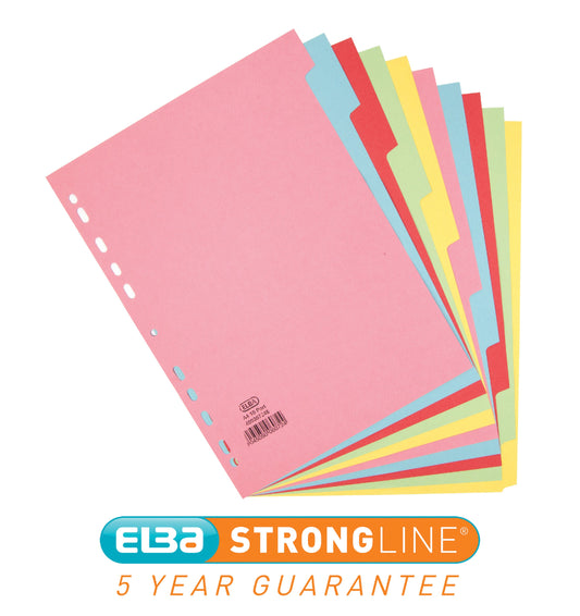 Elba Divider 10 Part A4 160gsm Card Assorted Colours 400007246