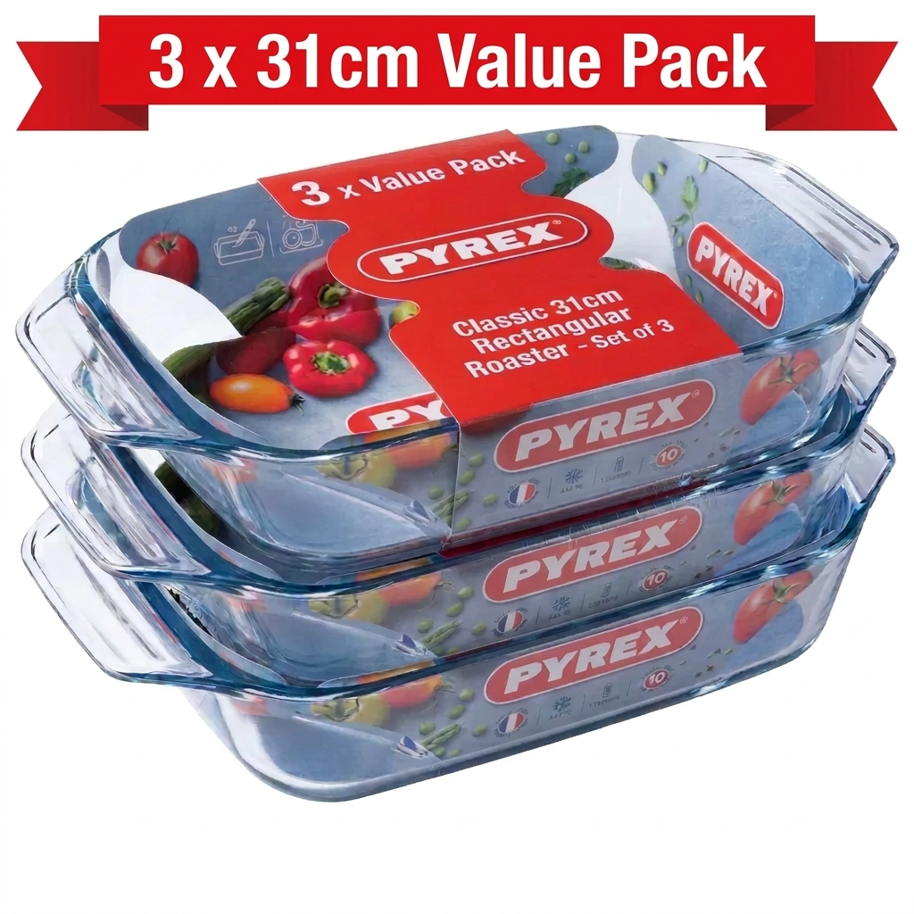 Pyrex Optimum Glass Rectangular Roaster 27cm x 17cm.