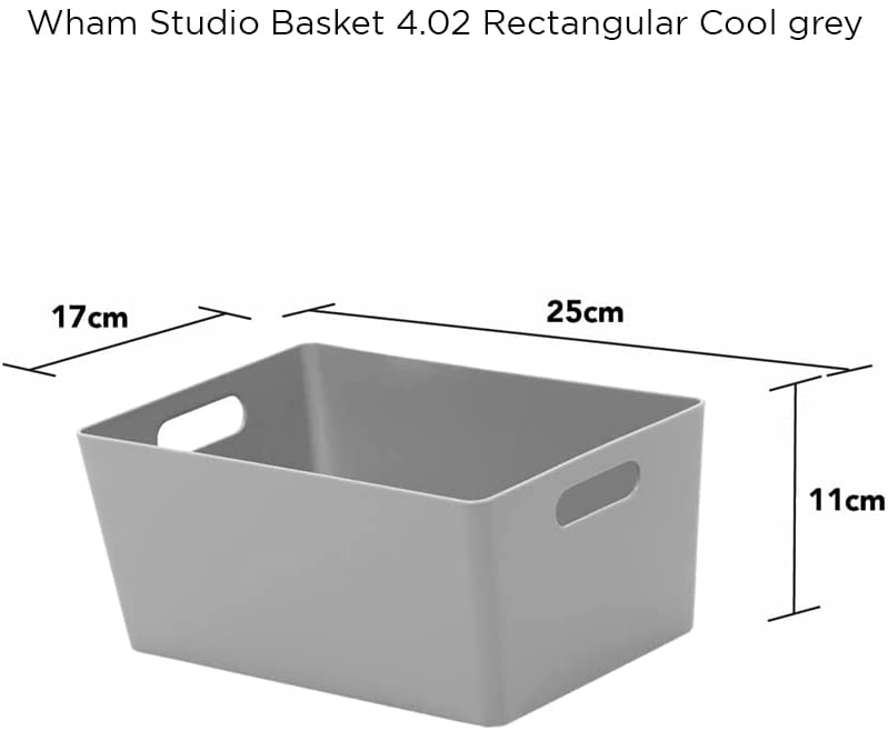 Wham Grey Rectangular Studio Basket 4.02 3.9 Litre