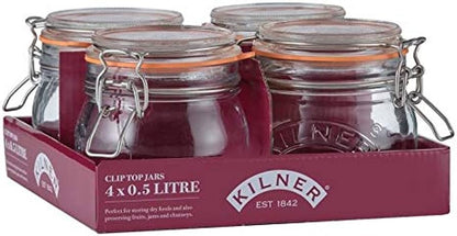Kilner Branded 0.5 Litre ROUND Glass Clip Top Preservation Storage Jar (0025.490)