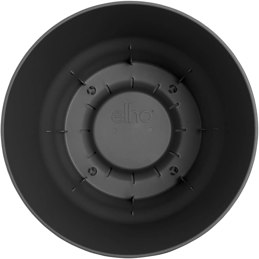 Elho Greenville Round Pot & Base LIVING BLACK 40cm