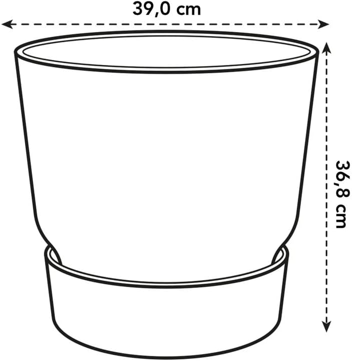 Elho Greenville Round Pot & Base LIVING BLACK 40cm