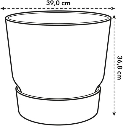 Elho Greenville Round Pot & Base LIVING BLACK 40cm