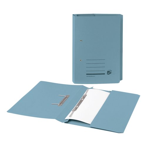 5 Star Recycled Transfer Spring Pocket File Foolscap Mediumweight 285gsm Blue (Pack of 25) 423954