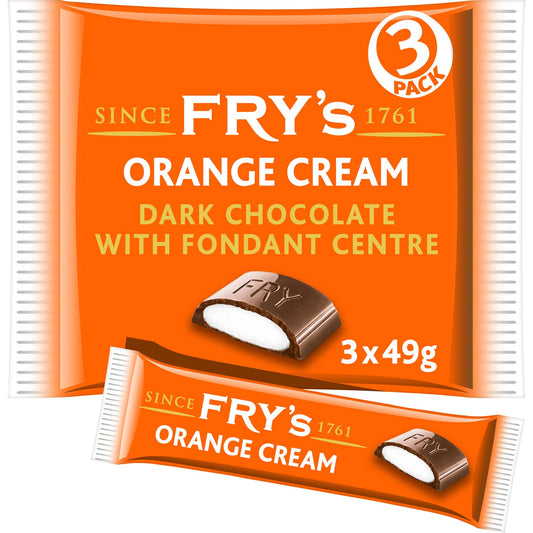 Fry's Chocolate Orange Cream | Dark Chocolate Bars with Orange Cream Fondant | 3 x 49g | 16 x 157g F