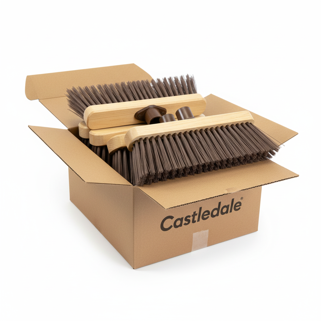 Castledale 10" Stiff Brush Head | Socket | Synthetic Bristles | Brown | CD-3006