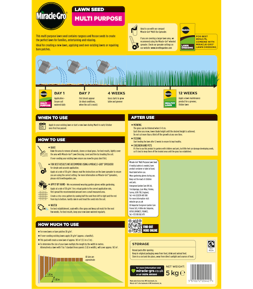 Miracle-Gro Multi Purpose Lawn Seed 5kg / 165m2