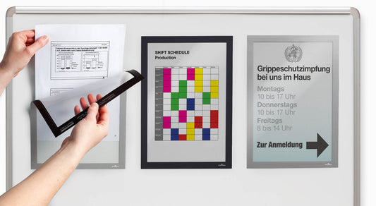 Durable Duraframe Magnetic Display Frame Self Adhesive A4 Silver (Pack 5) - 486923