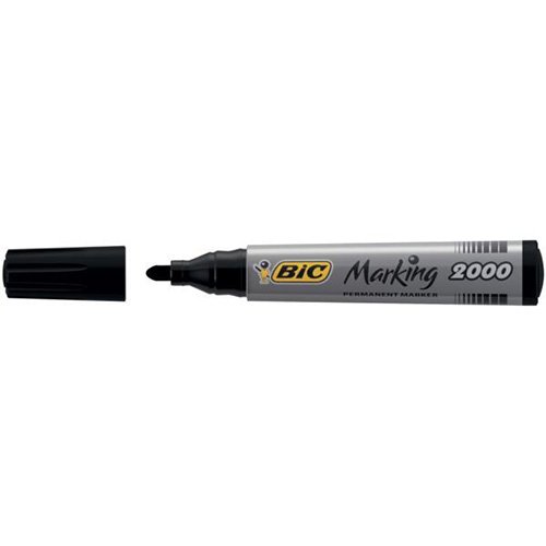 BIC Marking 2000 Permanent Marker Bullet Tip Line Width 1.7mm Black Pack 12 Code 820915