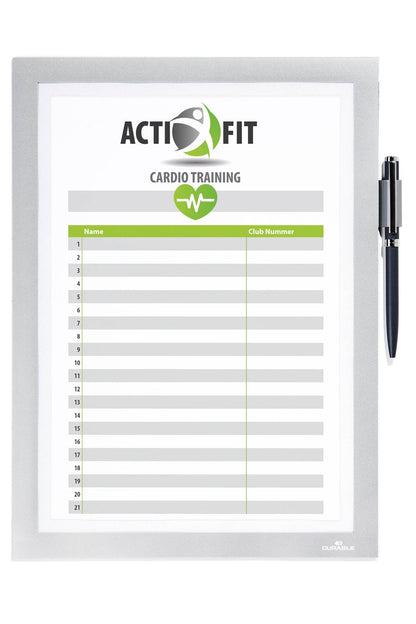 Durable Duraframe Note Magnetic Display Frame Self Adhesive A4 Silver - 499323