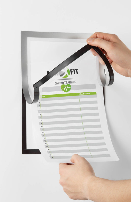 Durable Duraframe Note Magnetic Display Frame Self Adhesive A4 Silver - 499323