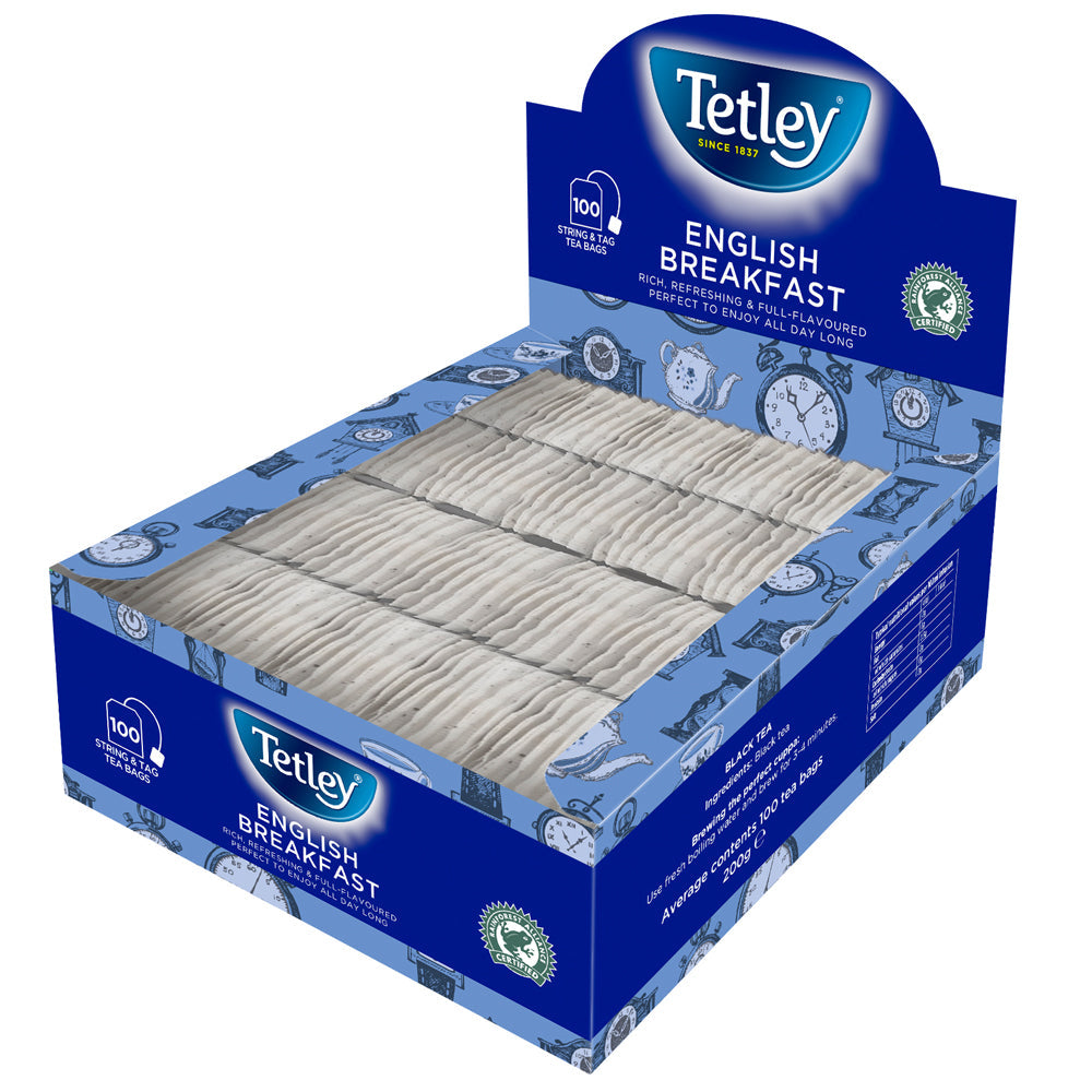 Tetley English Breakfast String & Tag Tea Bags 100s - UK BUSINESS SUPPLIES