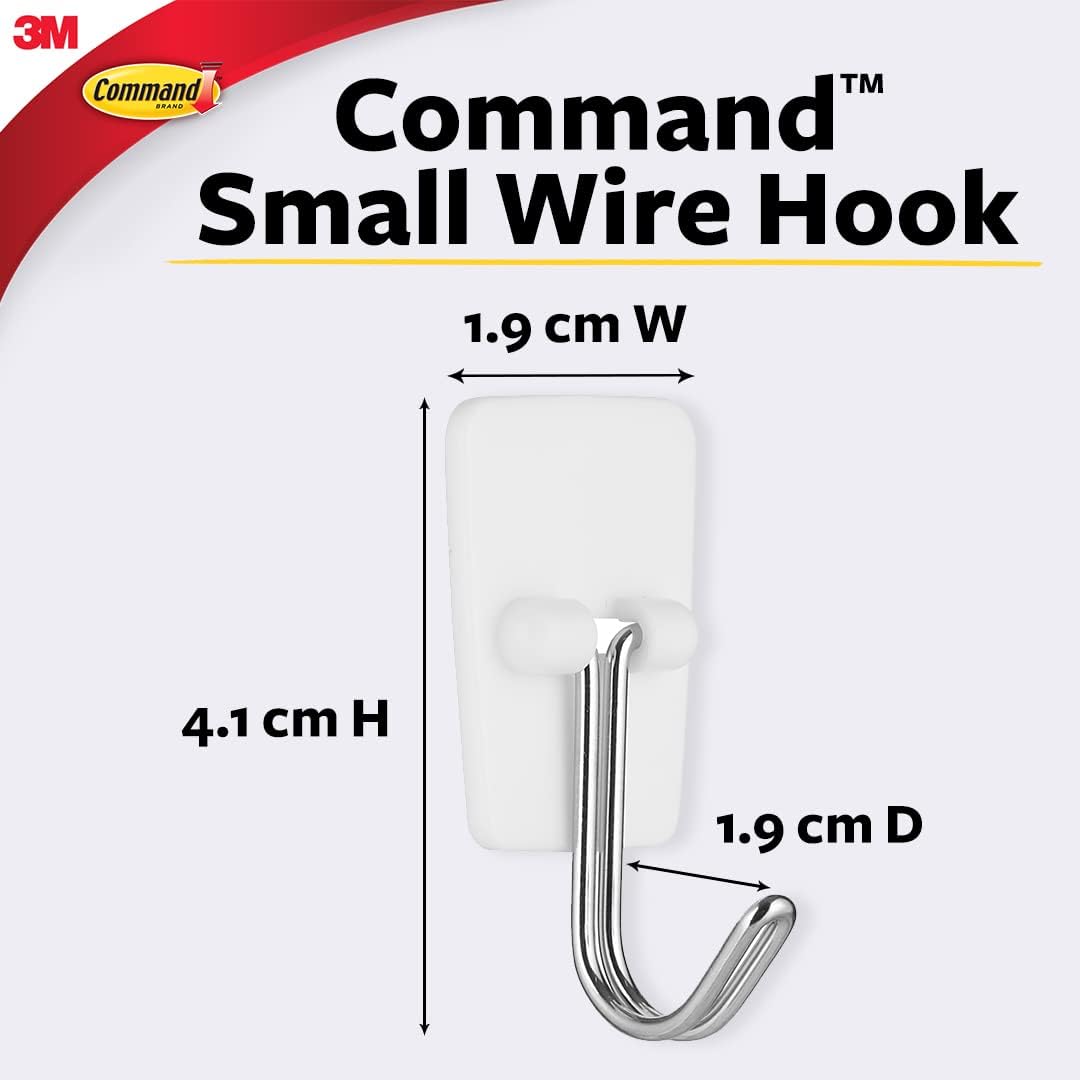 3M Command Small Wire Hooks | 3 Pack | Holds Upto 225g | Code 17067