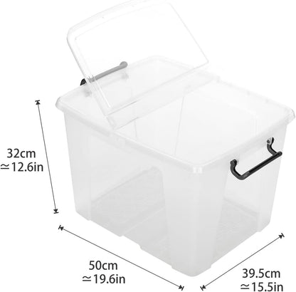 Strata Smart Box Clip-On Folding Lid Carry Handles 40 Litre Clear Ref HW674CLR AQ03954