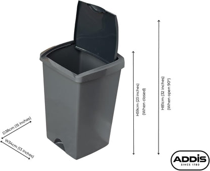 Addis 50 Litre Lift Up Lid Kitchen Rubbish Bin | Metallic | 510711.