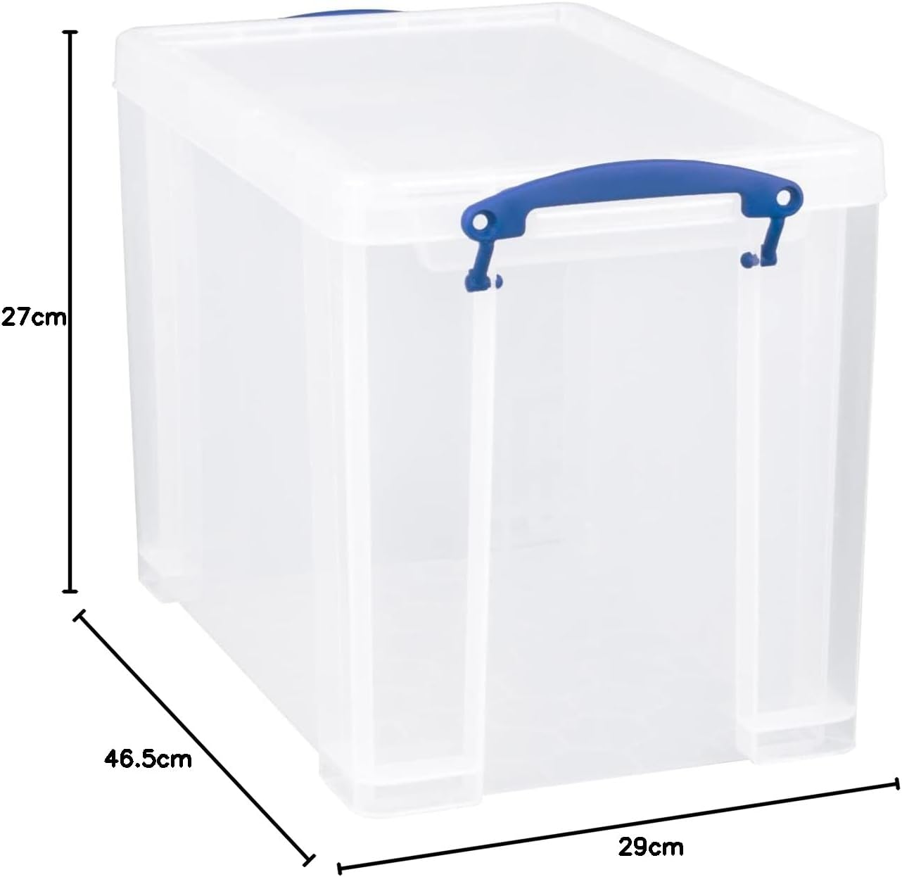 Really Useful 24L Plastic Storage Box With Lid W465xD270xH290mm Clear