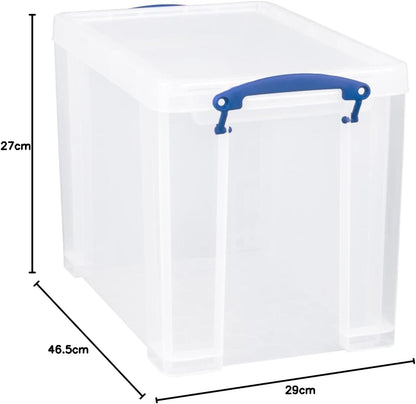 Really Useful 24L Plastic Storage Box With Lid W465xD270xH290mm Clear