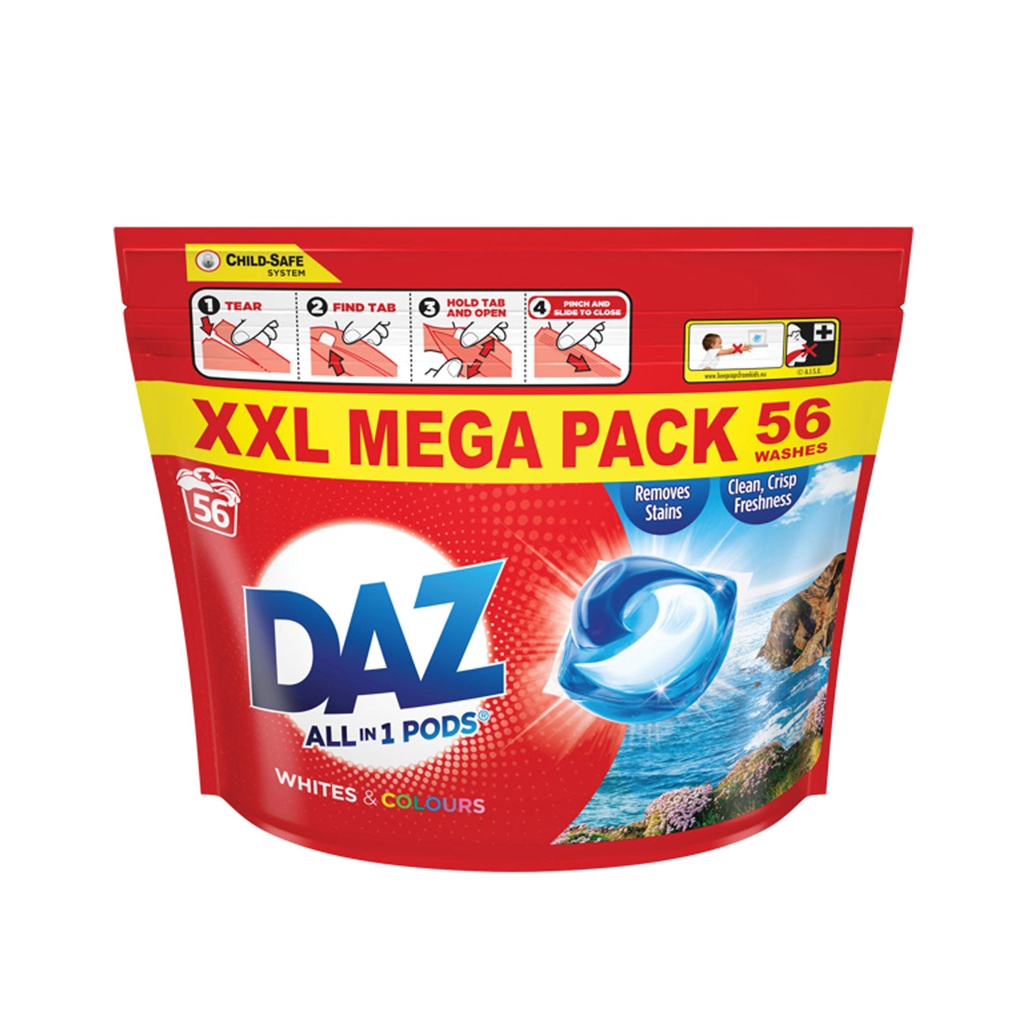 Daz ALL in 1 PODS® Washing Capsules, Whites & Colours, 56 Washes