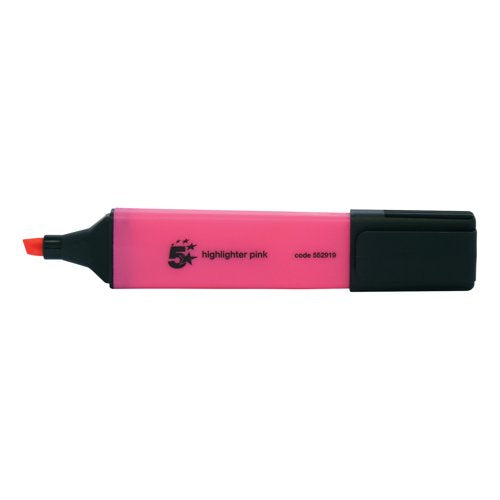5 Star Highlighter Chisel Tip 1-5mm Line Pink (Pack of 12) 552919