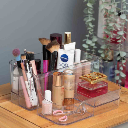 Addis Acrylic 6 Compartment Organiser | Cosmetics , Stationery Tea & Coffee | 1 x 6 Compartment