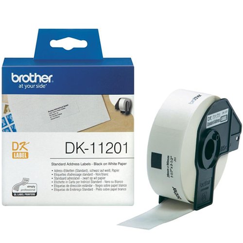 Brother Black on White Paper Standard Address Labels (Pack of 400) DK11201