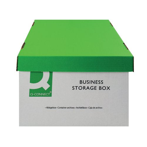 Q-Connect Business Storage Box 335x400x250mm Green/White (Pack of 10) KF21660