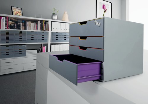 Durable VARICOLOR SAFE 4 Drawer Lockable GDPR Colour Coded Desktop Storage A4+ 760627