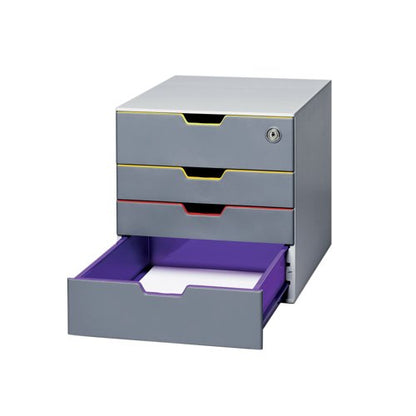Durable VARICOLOR SAFE 4 Drawer Lockable GDPR Colour Coded Desktop Storage A4+ 760627