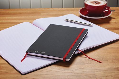 Black n' Red Casebound Hardback Notebook Ruled A5 Black 400033673