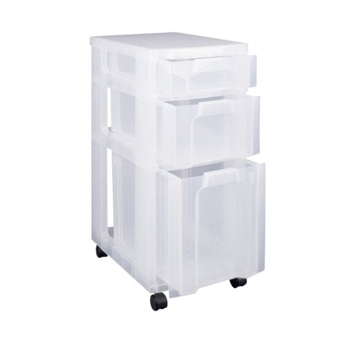 Really Useful Plastic Storage Tower 3 Drawers Clear 7L/12L/25L DT1019