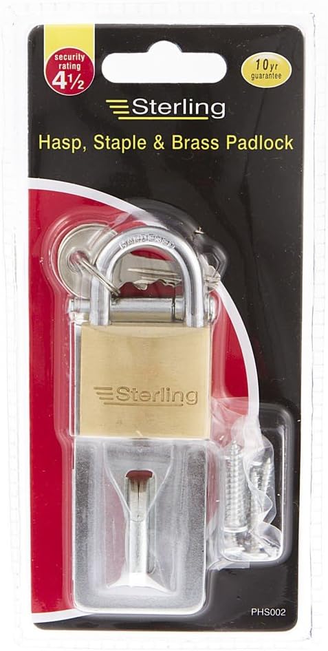 Sterling PHS002 40 mm Brass Padlock/95 mm Hasp and Staple Solution Pack