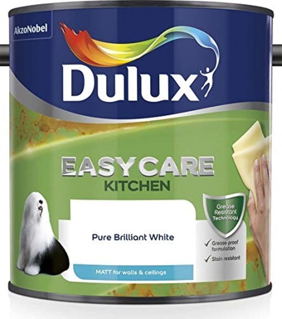 Dulux Easycare Kitchen Pure brilliant white Matt Emulsion paint, 2.5L