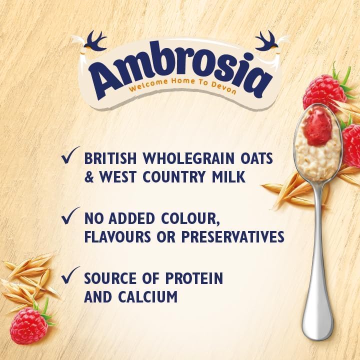 Ambrosia Ready-to-Eat Raspberry Layered Porridge Pots | 6 x 210g Pots