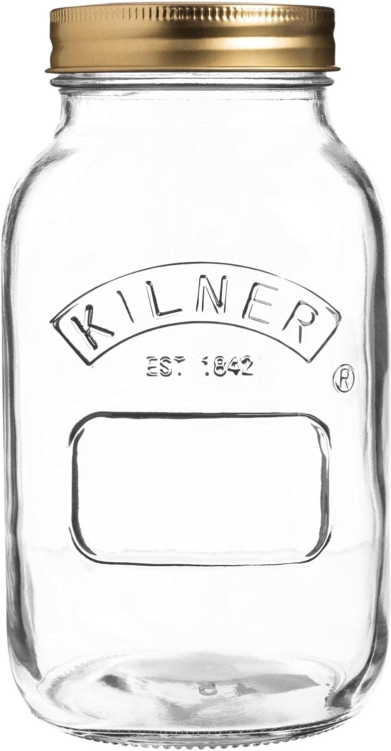 Kilner Round Glass Screw Top Lid Preservation Storage Jar 1 Litre (0025.401)
