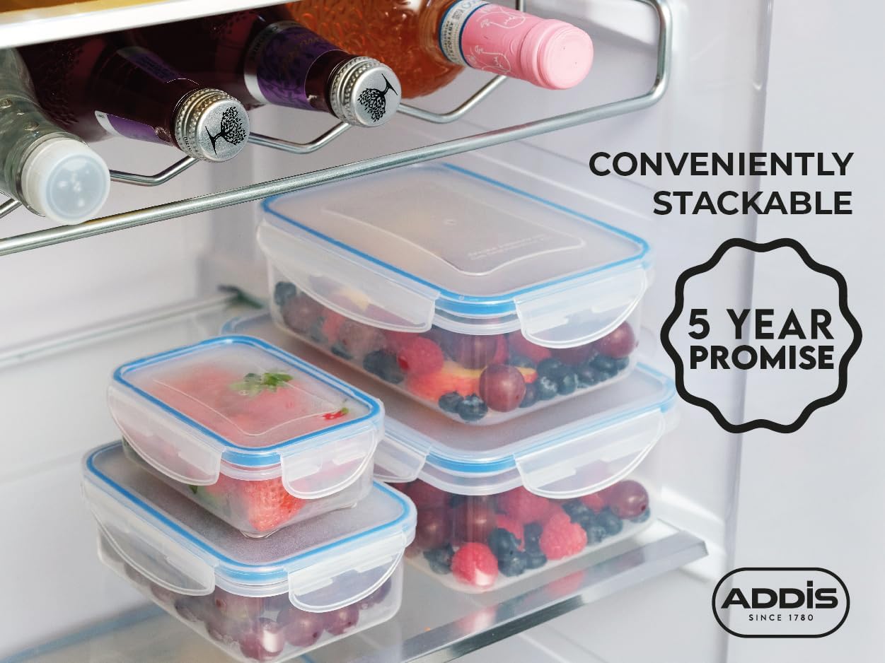 Addis Clip Tight Food Storage Containers 300 Ml Round Pack Of 3 Clear