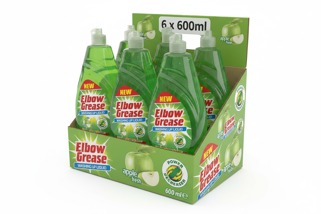 Elbow Grease Washing Up Liquid | Power Degreaser | Soap for Hand Washing Dishes, Pots, Pans & Glasses | Apple | 1 x 600ml