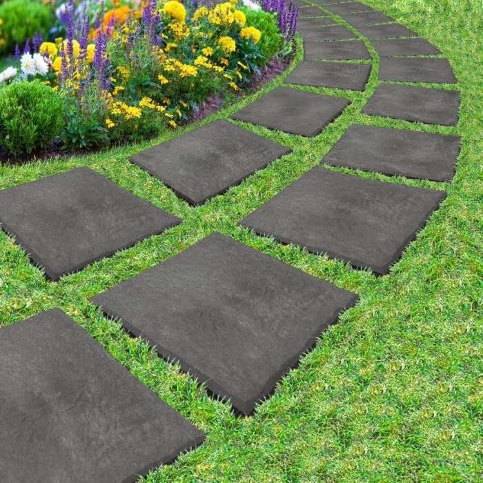 Primeur Recycled Square Recycled Rubber Stepping Stone, Slate, 30 x 30cm