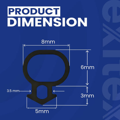 Black UPVC Push Fit Replacement Gasket Seal for Doors & Windows | 1 x 6m