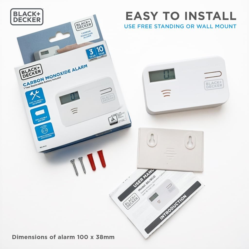 BLACK+DECKER Carbon Monoxide Alarm and Detector with LCD Screen