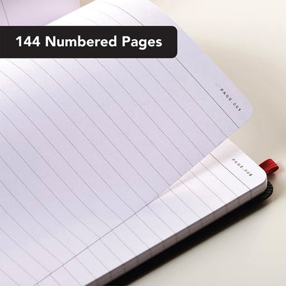 Black By Black n Red Casebound Notebook 90gsm Ruled and Numbered 144pp A5 Ref 400033673